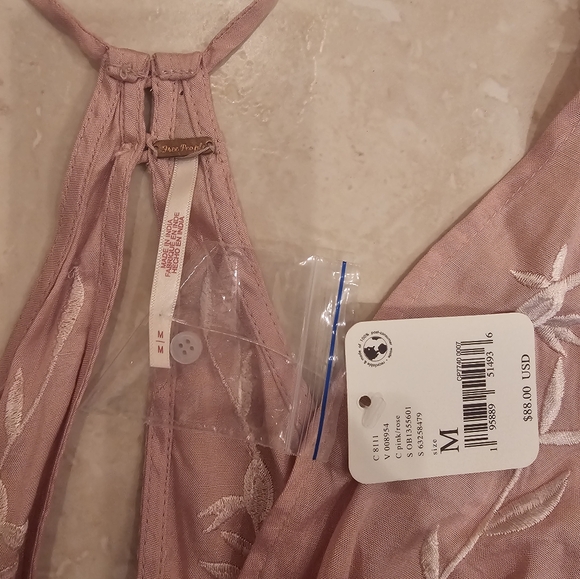 NWT Free People Rose Pink Embroidered Top - Picture 3 of 7